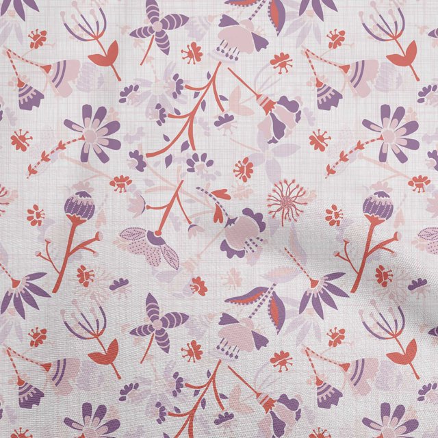 oneOone Cotton Silk Red Fabric Florals Craft Projects Decor Fabric Printed By The Yard 42 Inch Wide