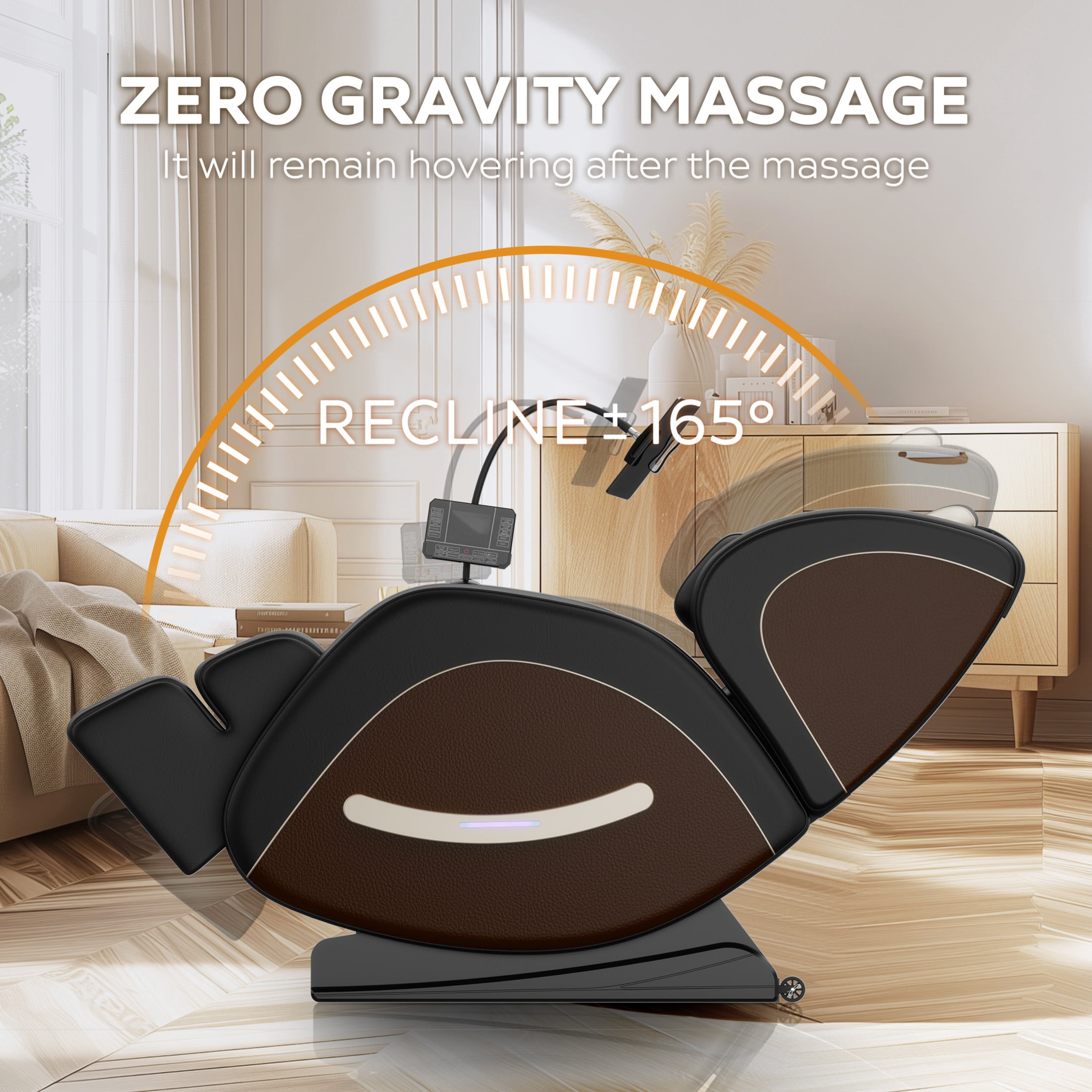 Noble House Zero Gravity Massage Chair Recliner, Full Body Air Pressure with 5 Auto Modes, Brown