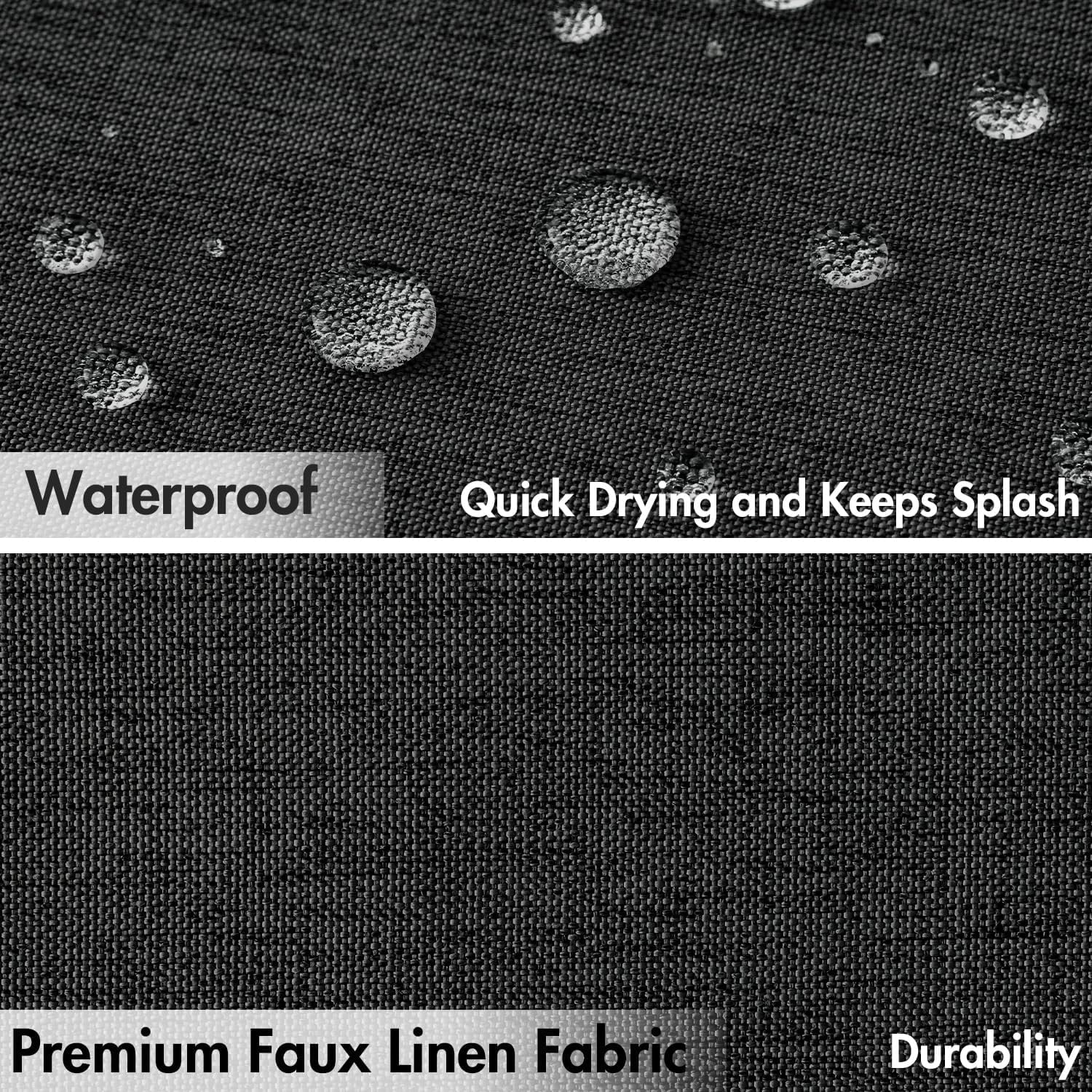 96" Long Scalloped Shower Curtain Linen Textured with 12 Metal Hooks Cute Extra Long Heavy Duty Washable Waterproof Cloth Shower Curtains with Black Border for Bathroom Hotel Bathtub,Black