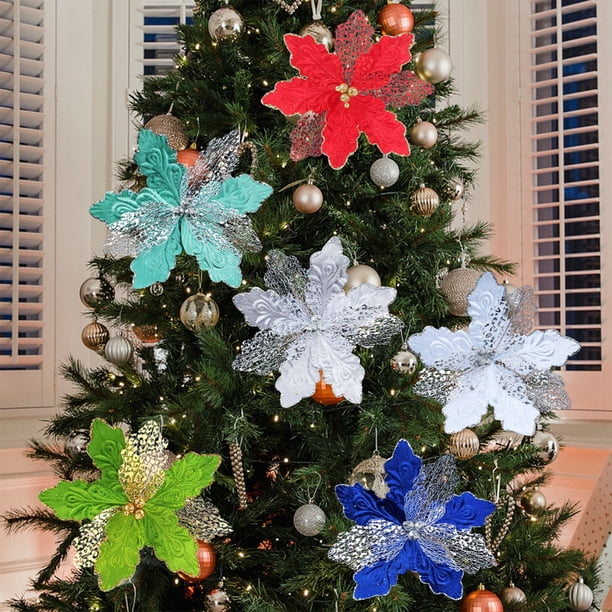 Las mejores decoraciones florales con recortes de árbol de Navidad con lentejuelas y encaje para arreglos festivos navideños