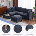thumbnail image 6 of Euroco 90" U-shaped Sectional Sofa Modular Sofa Couch with a Movable Ottoman , a Coffee Table with Hidden Charging Devices for Living Room, Blue, 6 of 9