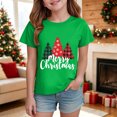 thumbnail image 2 of Povozer Toddler Boys Girls Christmas Shirt Kids Comfortable Breathable Stylish Print Short Sleeved Top For Girls,Size 7-8 Years,Green, 2 of 4