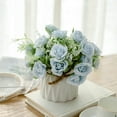 thumbnail image 2 of FeiFu Artificial Flower Balls in Ceramic Vase,Compact Floral Decor for Coffee Tables, Office Desks Wedding Guest Favors, 2 of 5