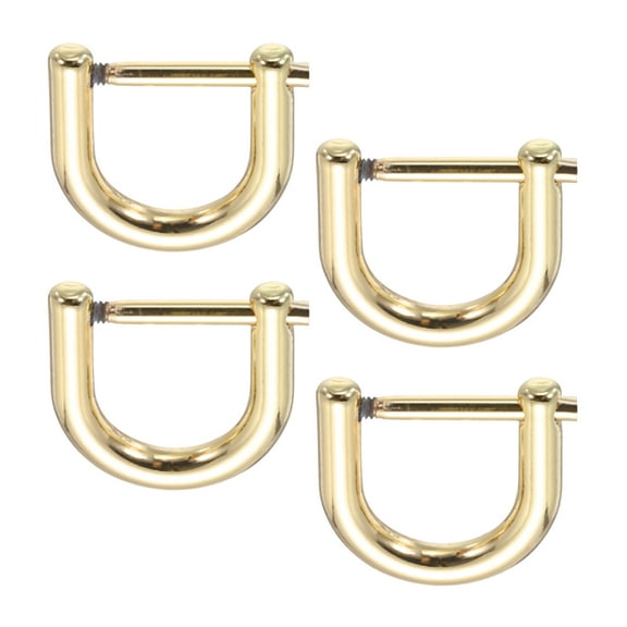 Uxcell 1/2" D-Rings Screw in Shackle, 4 Pcs Horseshoe U Shape D Ring Zinc Alloy Buckles for Purse Keychain, Light Gold
