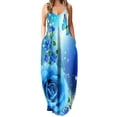 thumbnail image 2 of SMihono Robe Maxi Bohème d'Été pour Femmes Grande Taille Aguichant Mode Sans Manches Imprimée Col en V avec Poches Robe Longue de Plage, 2 of 5