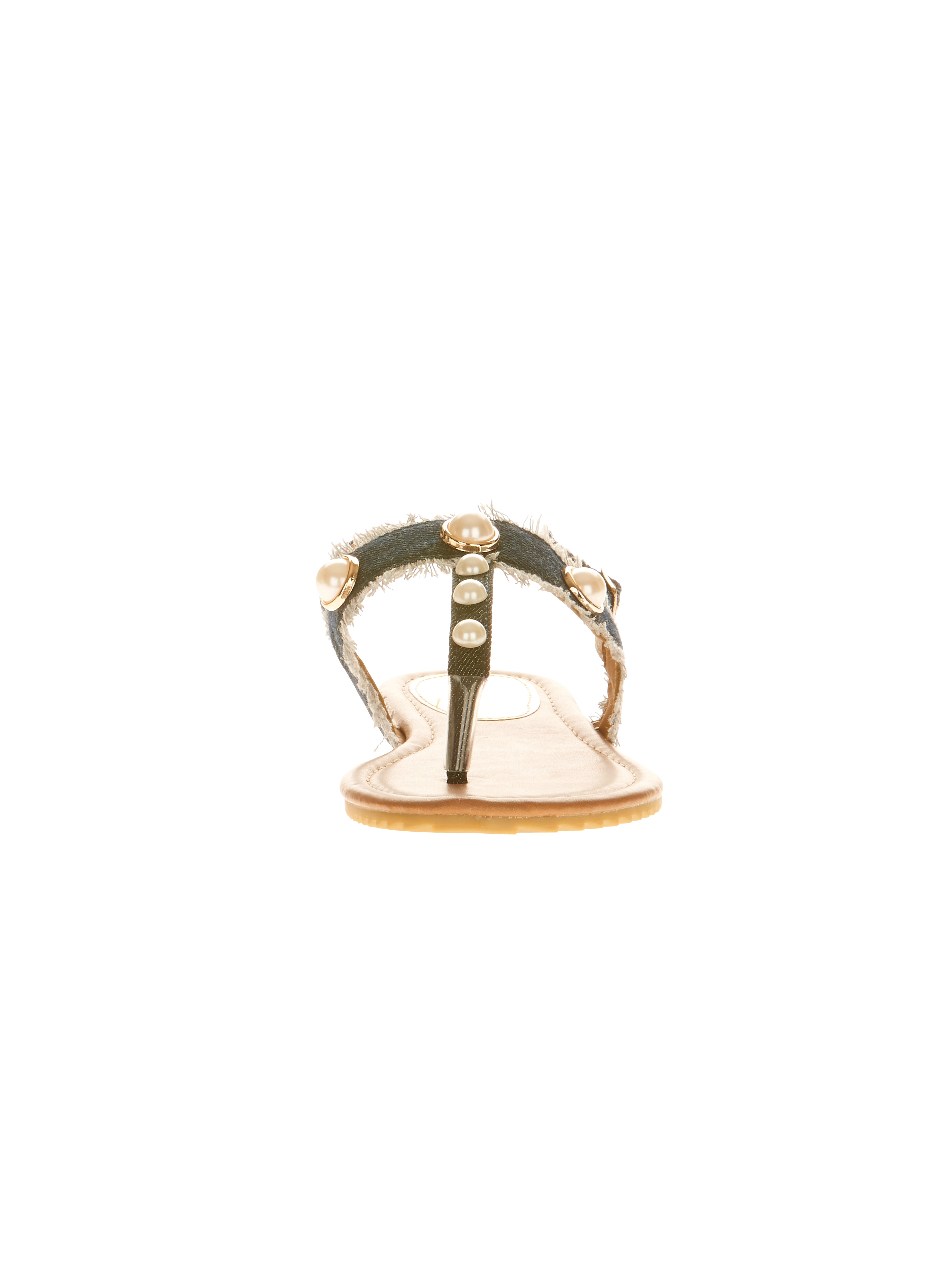 Victoria K Women's Denim and Pearls Sandals