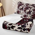 thumbnail image 4 of Homewish Floral Skull Skeleton Quilt Full for Gifts, Cream Red Rose Gothic Full Bedspread Sets, 3-Piece, 4 of 7
