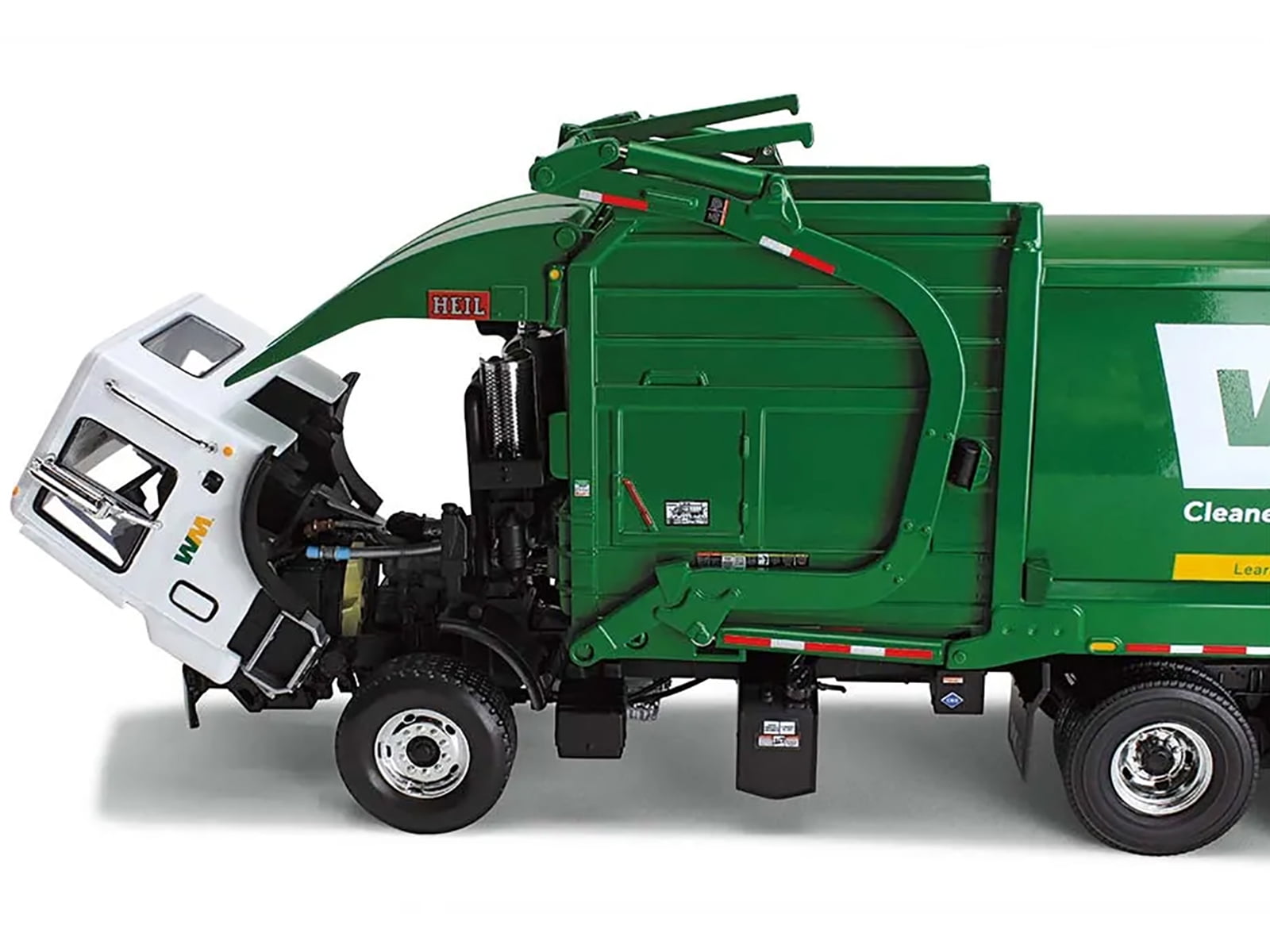 Mack TerraPro Refuse Garbage Truck w/Front End Loader and CNG Tailgate White and Green w/Bin 1/34 Diecast Model by First Gear