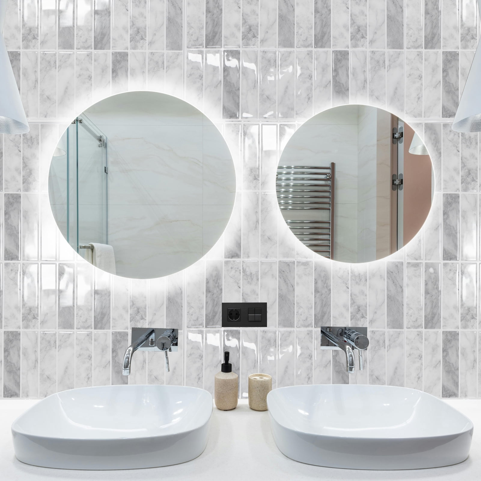 10Pcs Peel and Stick Backsplash Tile,11.4'' x 9'' Subway Tile,Self-Adhesive Wall Tiles for Kitche,Bathroom,RV,Thicker Design in Gray