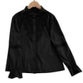thumbnail image 2 of Dasayo Elegant Women Tops Long Sleeve Black Lace Solid Ruffle Button-Up Shirts Sweatshirts for Women Trendy L, 2 of 9
