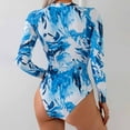 thumbnail image 6 of vigerkar Women's One Piece Long Sleeve Rash Guard UV Protection Printed Surfing Swimsuit Swimwear Bathing Suit (Blue, XXL), 6 of 9