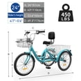 thumbnail image 2 of Uforic 7-Speed Adult Tricycle, 24" 3-Wheel Cruiser Bike for Men and Women, Perfect for Shopping, Picnics, and Outdoor Sports, with Adjustable Seats and Removable Baskets, 2 of 7