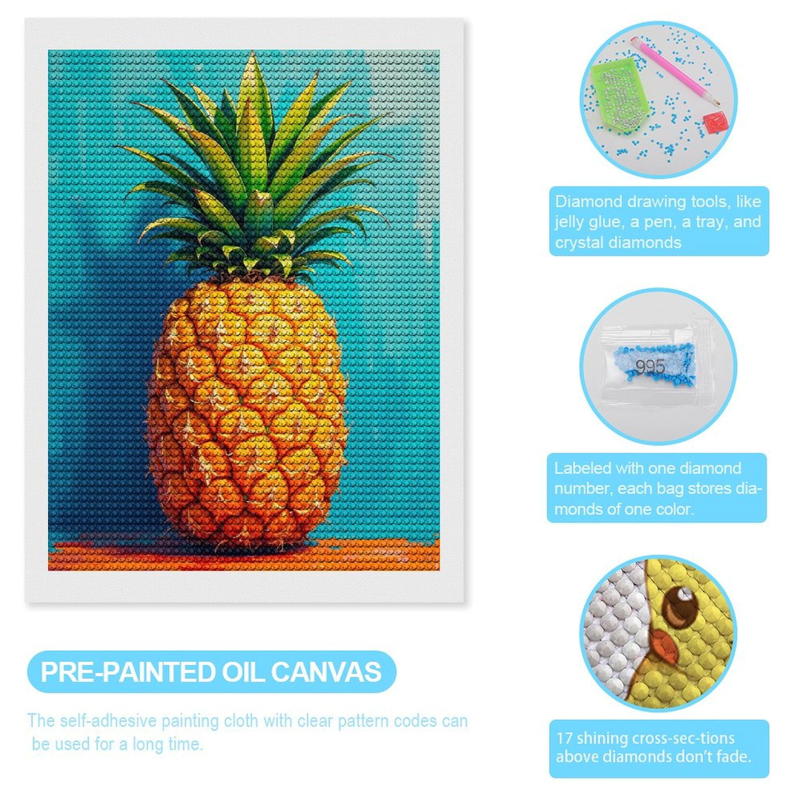 Diamond Art Kits for Adults, Juicy Tropical Fruit Art Print 5D Diamond Painting Kits for Adults Beginners, DIY Full Drill Diamond Painting, Gem Art and Crafts 12x16