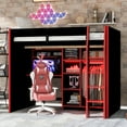 thumbnail image 4 of Harper & Bright Designs Full Size Gaming Loft Bed with Desk & RGB Lights, Full Wood Loft Bed Frame with Wardrobe and Storage Compartments, Red, 4 of 16
