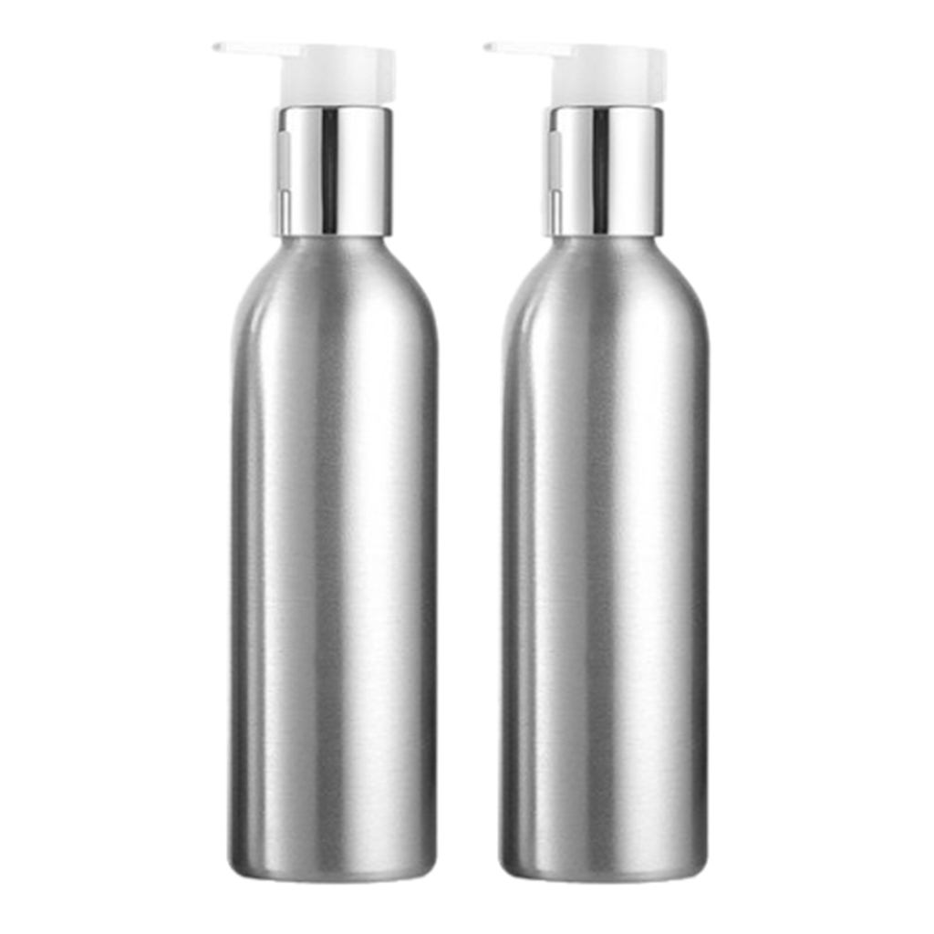 2 Refillable Aluminum Shampoo Bottles Shower Gel Emulsion Containers