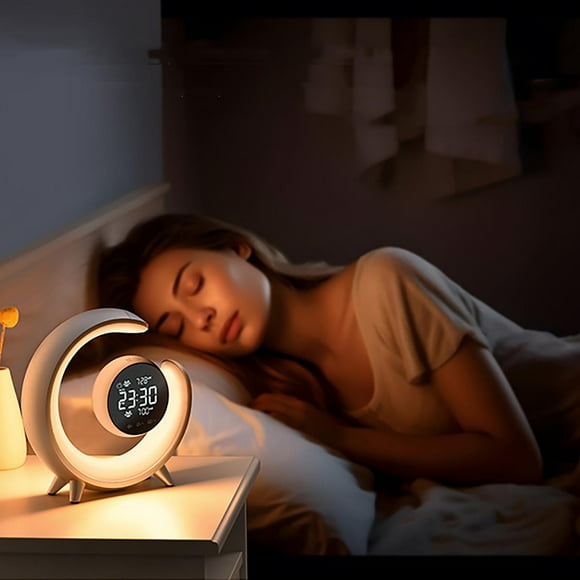 EGNMCR Colorful Bedside Light, White Noise, Dual Alarm Clock, Dual Wake-up Touch, Colorful Light, Small Night Light alarm clock