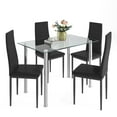 uHomePro Modern 5-Piece Black Kitchen Dinette Set for Four, Sturdy Tempered Glass Dining Table ...