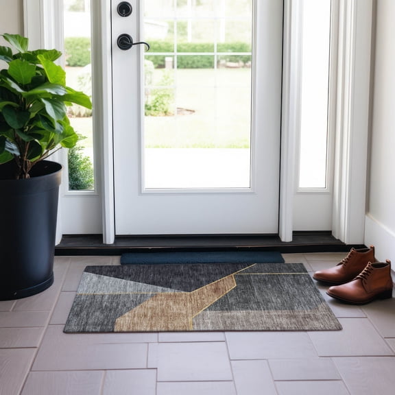 Addison Rugs Chantille Indoor/Outdoor Transitional Modern Charcoal Washable Rectangle Rug, 1'8" x 2'6"