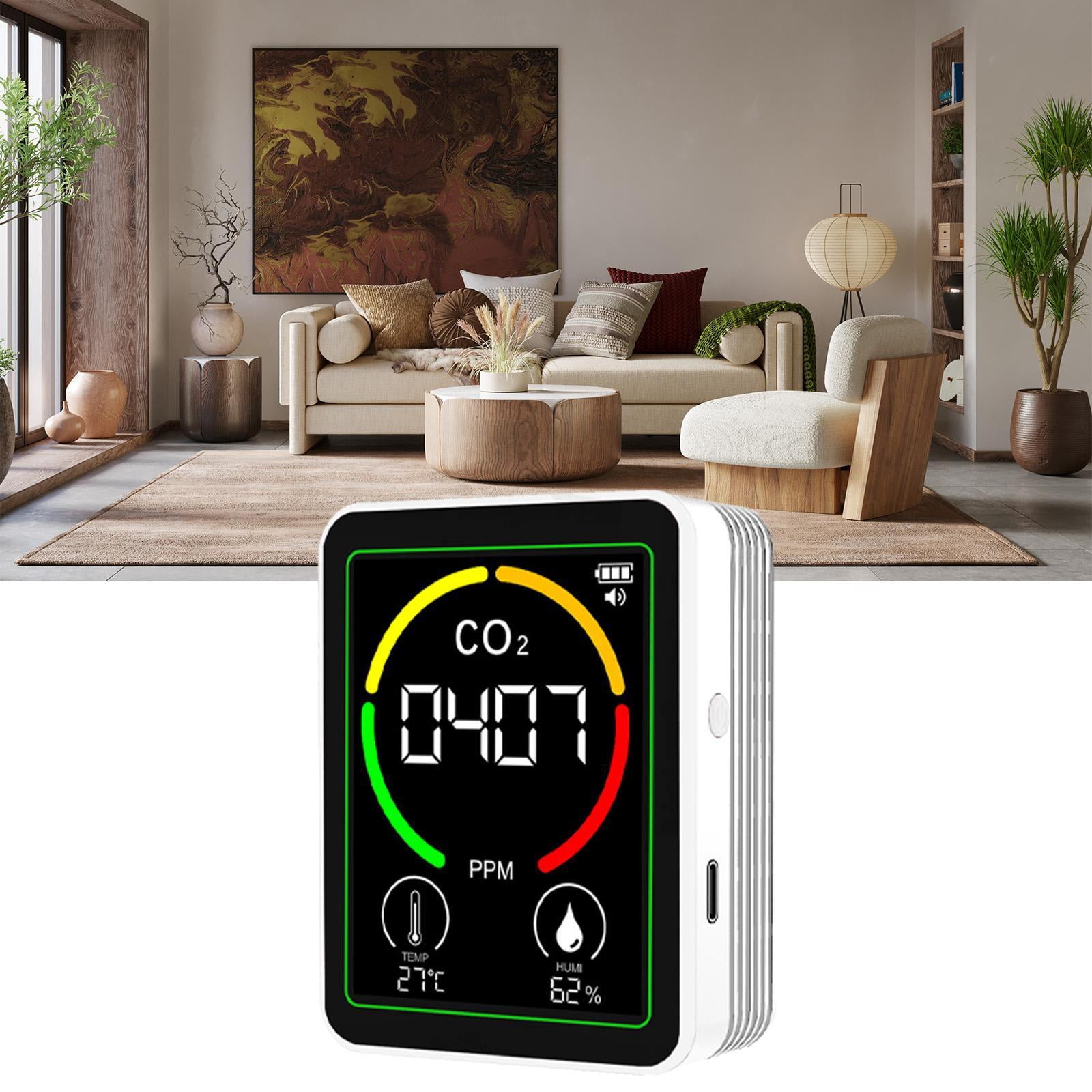 Miulika Air Quality Detector, Humidity Meter, Multifunctional Digital Air Analyzer, Real-time Display for Warehouse, Hotel, Kitchen, Garden white
