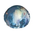 thumbnail image 1 of YFYANG Women's Double Waterproof Shower Cap, Blue Abstract Watercolor Reusable Hair Cap for All Hair Styles and Head Sizes, 1 of 9