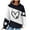 Navy, variant on Hooded Sweatshirt for Womens Cute Dog Paw Heart Print Hoodies with Front Pocket Sweatshirts Color Matching Waffle Knitted Long Sleeve Hooded Sweatshirts