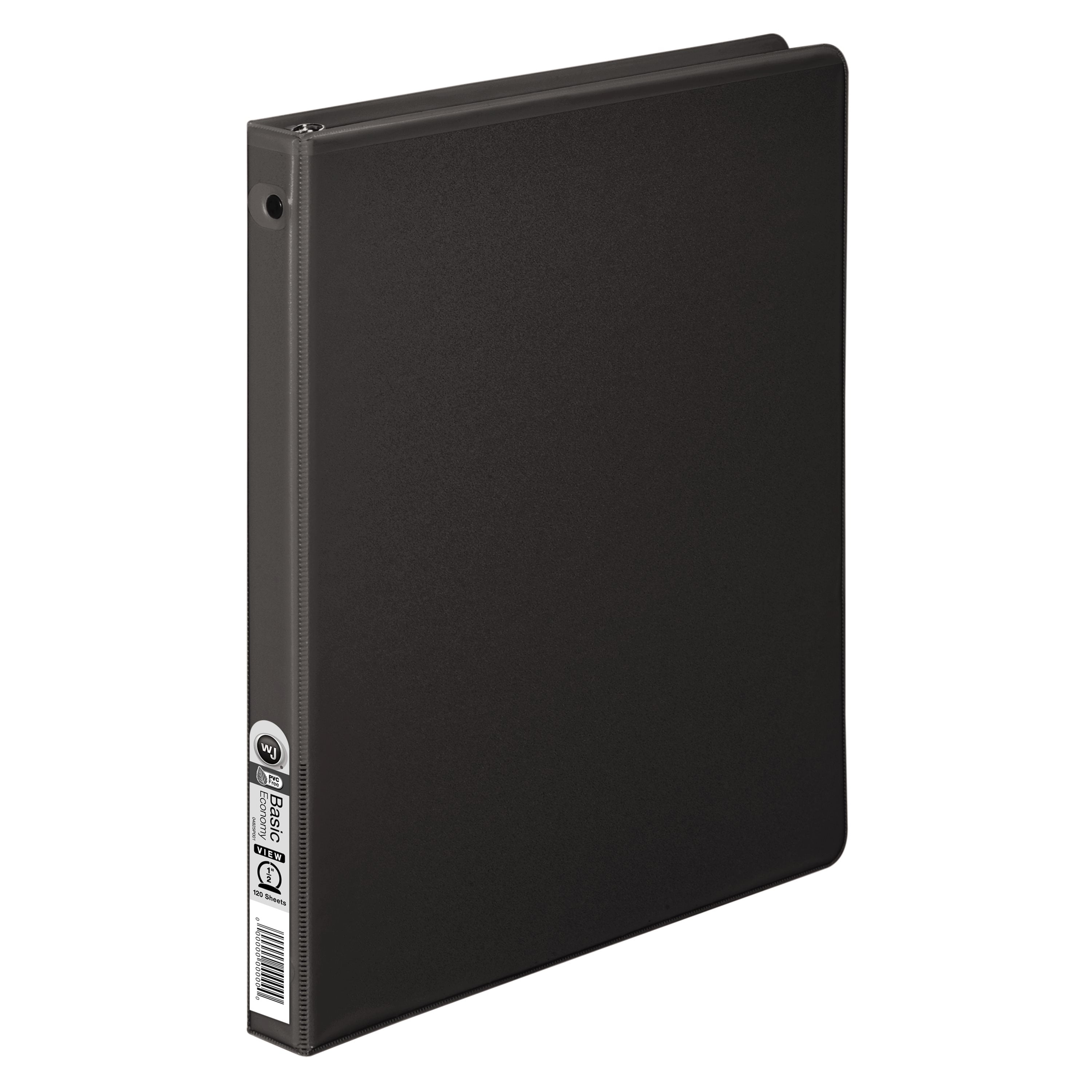 Wilson Jones 362 Basic Round Ring View Binder, 1/2', Black (W362-13BPP)