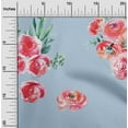 thumbnail image 1 of oneOone Organic Cotton Poplin Twill Fabric Leaves & Peach Floral Watercolor Fabric Prints by Yard 42 Inch Wide, 1 of 4