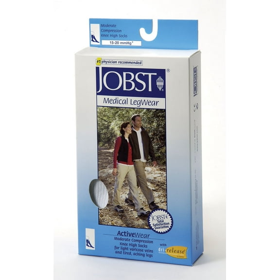 Jobst Activewear Athletic Knee High Support Socks 15 20 Mmhg - White - Large