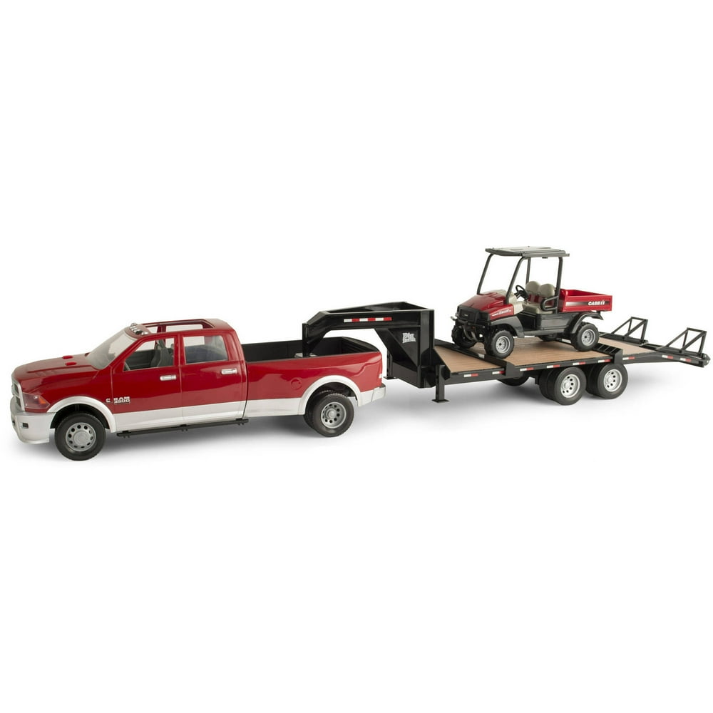 TOMY 116 Big Farm Case IH Ram 3500 Pickup with Gooseneck Trailer and