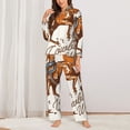 thumbnail image 2 of Haiem Cowboy Riding Horse Pattern Women’s Long-sleeve Sleepwear,Sleepwear Set,2-piece Loungewear Set,Soft PJs Comfy Nightwear with Pockets-X-Large, 2 of 7