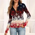 thumbnail image 4 of Women's Fashion Casual Vintage Christmas Printed V-Neck Long Sleeve Button-Down Polo Shirt Top, Holiday Blouse, Collared T-Shirt,Navy,XL, 4 of 7