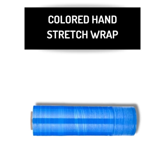 MMBM Blue Cast Hand Stretch Wrap 15" x 1500' 1 Roll 80 Gauge Opaque Plastic Shrink Film for Packing and Wrapping