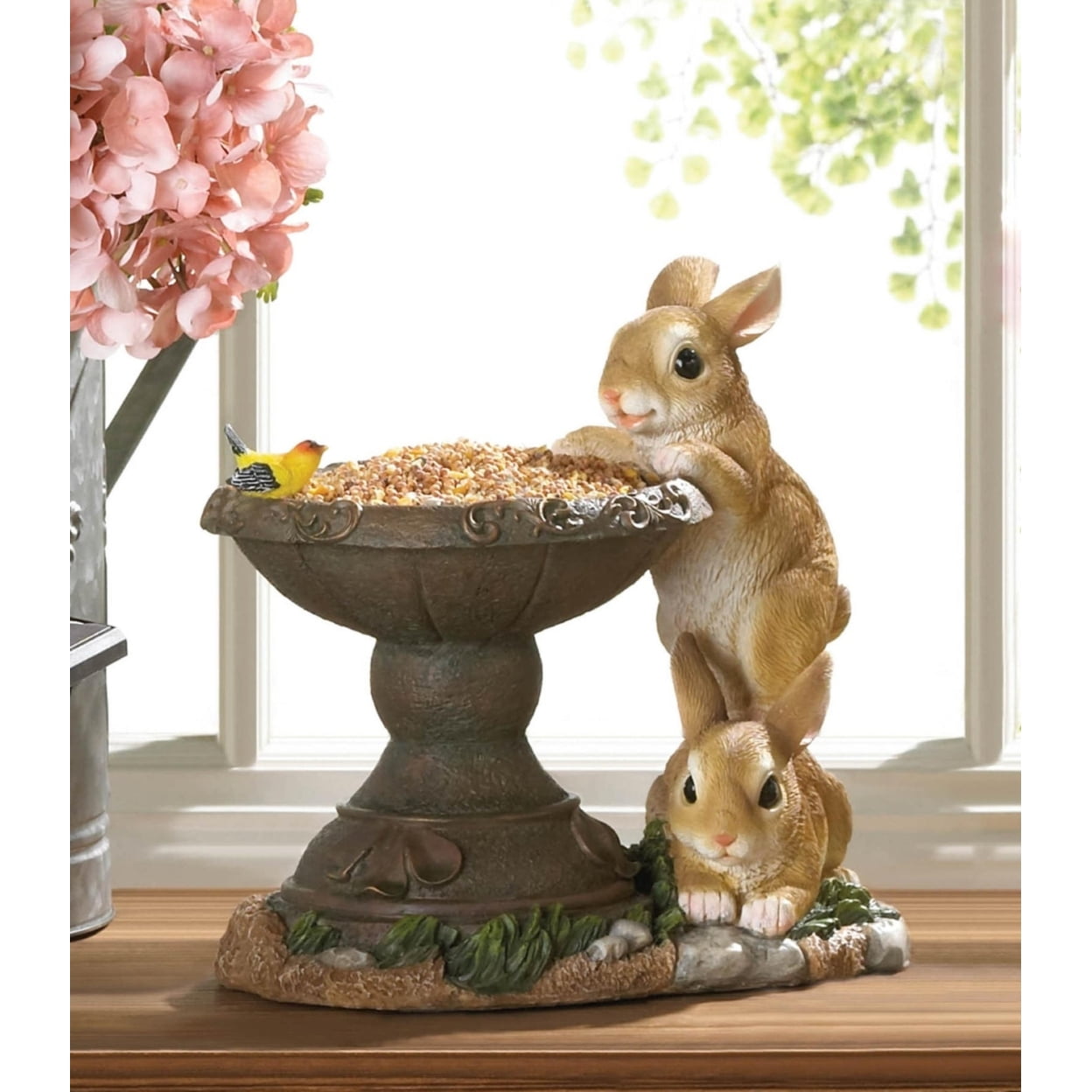 Summerfield Terrace 10018695 Playful Bunnies Bird Feeder, Brown