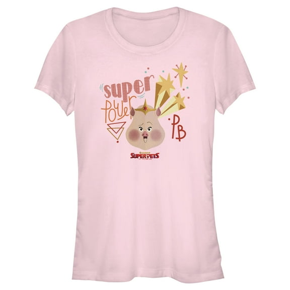 Junior's DC League of Super-Pets Super Power PB Pig  Graphic Tee Light Pink X Large
