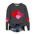 thumbnail image 2 of Craaazy Valentine Shirts for Women Round Neck Love Heart Graphic Loose Long Sleeved Top Gifts, 2 of 5