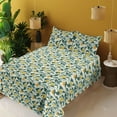 thumbnail image 2 of Ambesonne Lemon Fitted & Flat Sheet with Shams 4 Pcs Set, Citrus Branches Tree Summer, King, Cream Teal Marigold, 2 of 5