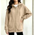 thumbnail image 5 of ClodeEU Women's Long Sleeve Zip Up Drawstring Hoodie Jacket,Casual Loose Sweatshirt Coat with Pocket ,Women's Plus XXL, 5 of 5