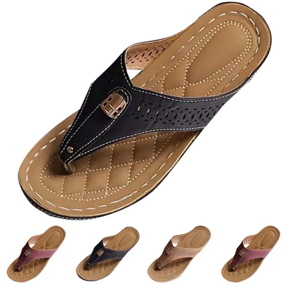 THDHVS Brown Sandals Women,Womens Slippers,Women Thong Wedge Sandals Comfortable for Casual Summer Wear Brown