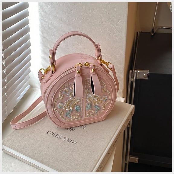 IELGY fashion niche embroidery bag, new Chinese versatile messenger small round bag