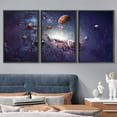 thumbnail image 3 of wall26 Framed Canvas Print Wall Art Set Planets in Spiral Purple Solar System Astronomy &amp; Space Skyline Digital Art Realism Rustic Colorful for Living Room, Bedroom, Office - 24"x36"x3, 3 of 5