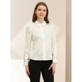 thumbnail image 3 of Camisa Casual de Negocios Allegra K de Satén de Manga Larga con Botones Y Cuello en Punta para Mujer blanco XS, 3 of 6