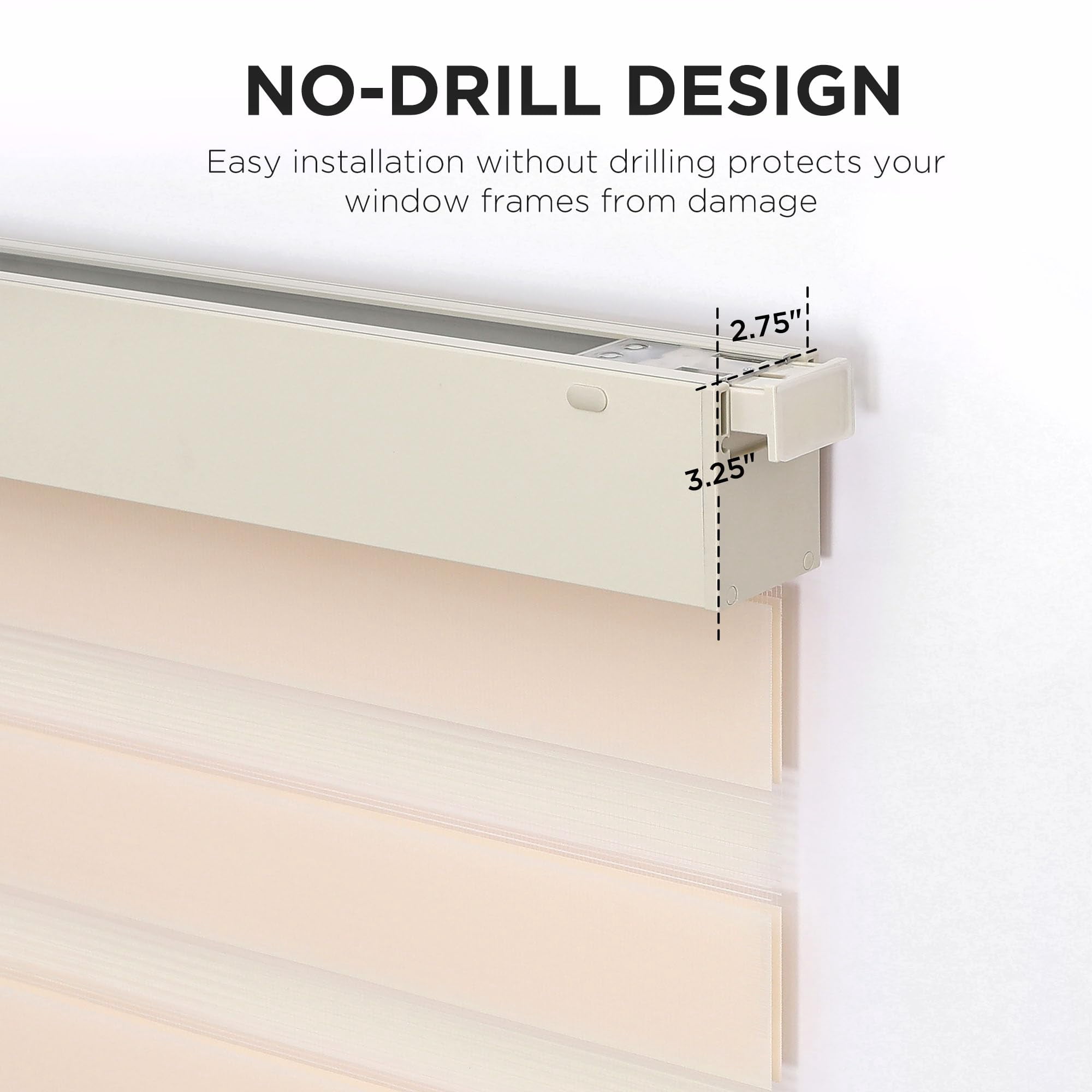No Drill Zebra Blinds For Windows  Cordless Day & Night Dual Sheer Roller Shades Easy Installation Free-stop Lift System Light Filtering Privacy Home(beige 23" W X 75" H)