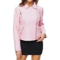 thumbnail image 2 of HOT! Women's Genuine Pink Lambskin Leather Jacket Slim Fit Biker jacket Coat W209, 2 of 4