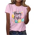 thumbnail image 1 of Mujeres de Manga Corta Tops Casual Nuevo Cuello Redondo Pascua, Ligera Camiseta de Poliéster Spandex, 1 of 4