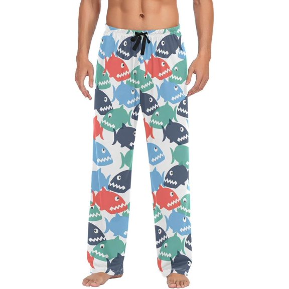 GZHJMY Shark Pajama Pants for Men, Lounge Pants Lightweight Men Pajama Bottoms with Drawstring Pockets, Christmas New Year Birthday Gifts, Medium