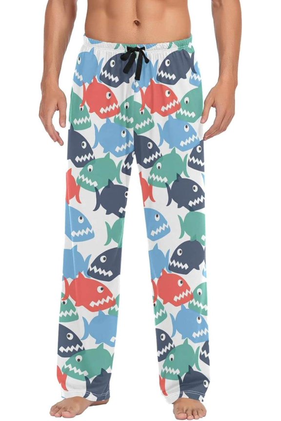 Shark Pajama Pants for Men, Lounge Pants Lightweight Men Pajama Bottoms with Drawstring Pockets, Christmas New Year Birthday Gifts, Large
