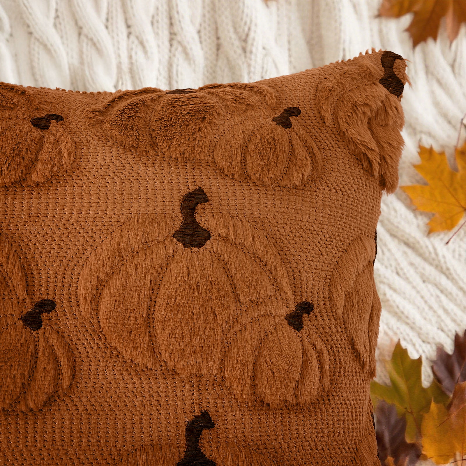 Sanmadrola Fall Pillow Covers Halloween Decoration Pumpkin Decorative Pillow Cases Couch Cushion Case for Chair Sofa Bedroom Living Room Home Decor 20''x 20'' 2 Pack Brown