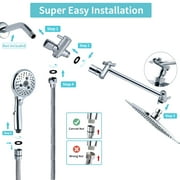 VXV 7-setting shower Head, 8” Rain Shower Head with Handheld Spray Combo, 11 Extension Arm Height Adjustable, High Pressure Shower Heads, chrome