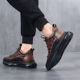 thumbnail image 2 of NOKIO Elastic 𝖫a𝖼e Up Sneakers for Men Comfortable High-Top Casual Shoes Lightweight Running Athlet𝗂c Shoes Fashion Round-Toe Walking Sport Shoes, 2 of 5
