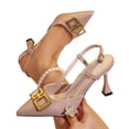 thumbnail image 4 of GERsome Womens Stiletto Heels Slingback Slip-On Closed Pointy Toe Pumps Dress Shoes for Business Wedding Party, Pink Size 9, 4 of 10